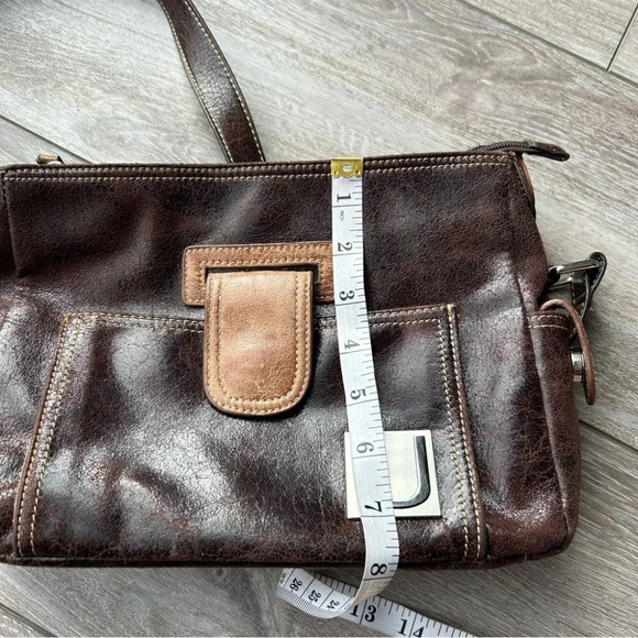 Vintage Joanel Distressed Brown Leather  Crossbody Bag - Picture 13 of 15